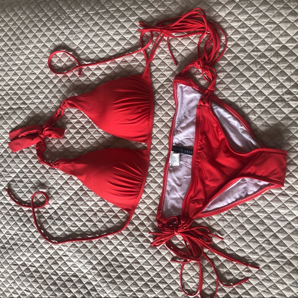 RALPH LAUREN red bikini with fringes size Small